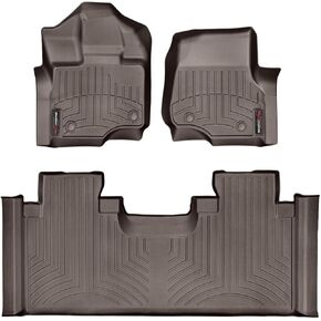 بطانات أرضية مخصصة من WeatherTech لسيارة Ford F-150، F-150، F-150 Raptor - الصف الأول والثاني (44697-1-3)، أسود in Kuwait