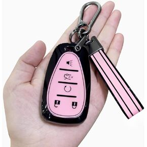 PIFOOG Key Fob Cover Fit for Chevy 5 Button Pink Car Keys Case Shell Keychain Accessories Fits for Malibu Equinox Traverse Blazer Camaro Cruze Trax LT Trailblazer Spark Girly Women TPU in Saudi Arabia