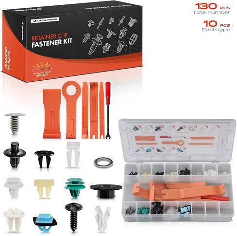 A-Premium 130-Pack (12-Type) Car Retainer Clip Kit Compatible with Kia Forte 2019-2024 Bumper Fender Door Panel Wheel Well Liner Auto Push Pin Plastic Rivet Fastener Replacement, w/Removal Tool in Saudi Arabia
