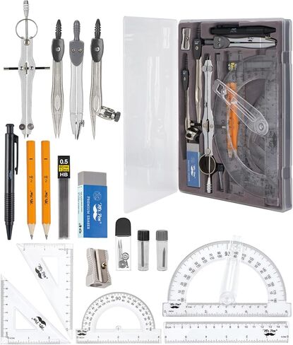 Mr. Pen Geometry Set with 6 Inch Swing Arm Protractor, Divider, Set Squares, Ruler, Compasses and Protractor, 15 Piece Set in Kuwait