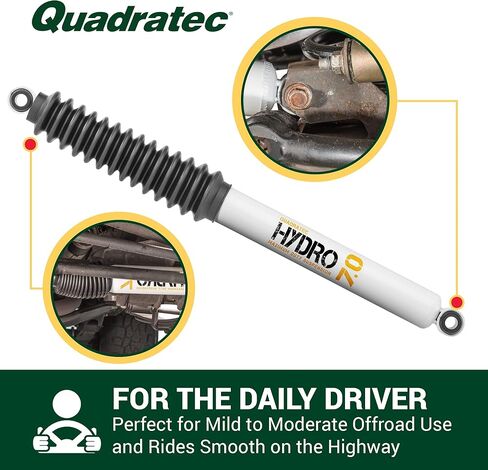 Quadratec Maximum Duty Hydro 7.0 Rear Shock Absorber - Fits Jeep Wrangler JK 2007-2018 with 0" - 1" Lift - For Mild to Moderate Offroad Use - Twin-Tube Hydraulic Shock - True Velocity Sensitive Valve in Kuwait