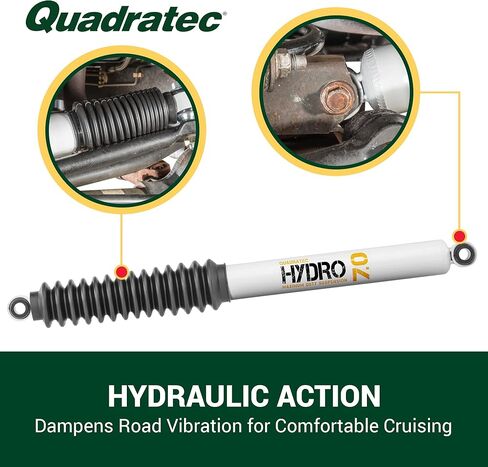 Quadratec Maximum Duty Hydro 7.0 Rear Shock Absorber - Fits Jeep Wrangler JK 2007-2018 with 0" - 1" Lift - For Mild to Moderate Offroad Use - Twin-Tube Hydraulic Shock - True Velocity Sensitive Valve in Kuwait