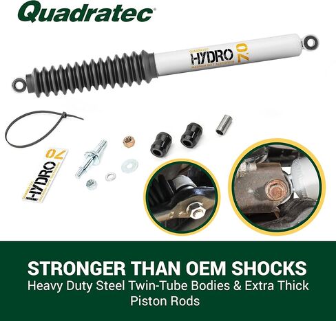 Quadratec Maximum Duty Hydro 7.0 Rear Shock Absorber - Fits Jeep Wrangler JK 2007-2018 with 0" - 1" Lift - For Mild to Moderate Offroad Use - Twin-Tube Hydraulic Shock - True Velocity Sensitive Valve in Kuwait