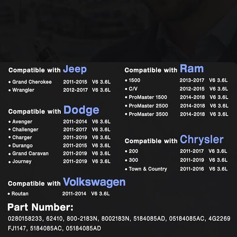0280158233 حاقن الوقود ذو 4 فتحات 62410 متوافق مع كرايسلر 200 300 3.6L 2011-Up Journey Challenger Charger دورانجو جراند كارافان جراند شيروكي رانجلر JK in Kuwait