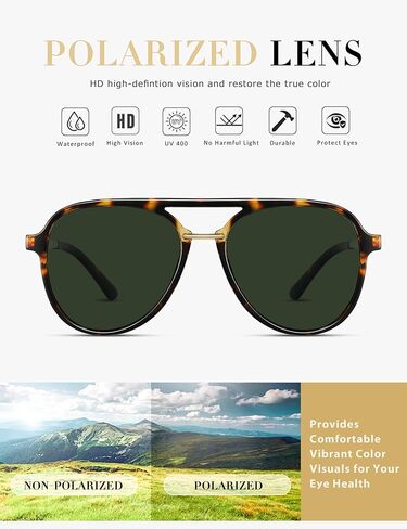 نظارات شمسية مستقطبة طراز Aviator للسيدات والرجال بإطار كبير بتصميم كلاسيكي عصري طراز السبعينيات CL1392 in Kuwait