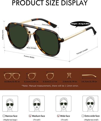 نظارات شمسية مستقطبة طراز Aviator للسيدات والرجال بإطار كبير بتصميم كلاسيكي عصري طراز السبعينيات CL1392 in Kuwait