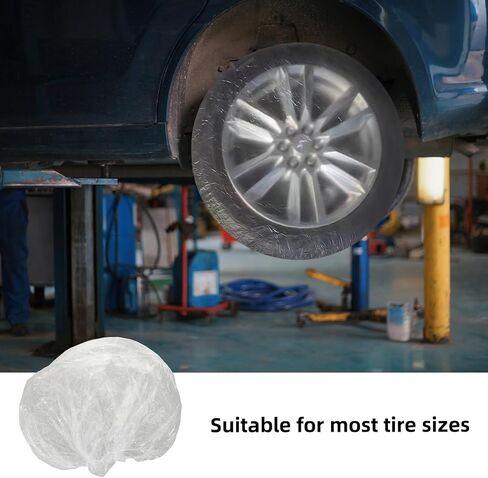 Disposable Tire Covers for Truck Wheel Protection Transparent Plastic Tire Protectors with Elastic Design for Dustproof Repair Washing and Painting Maintenance in Saudi Arabia