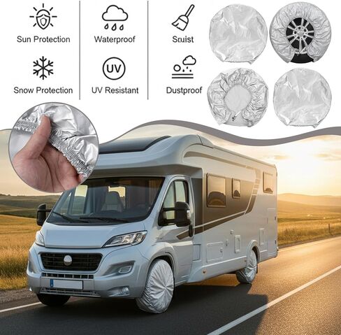أغطية إطارات عجلات المقطورة من 4 متنزهات RV لشاحنة الطلاء وسيارات الدفع الرباعي والمنزل المتنقل والمقطورة والتخييم تناسب قطر 30-32 بوصة وغطاء إطار مقاوم للماء والغبار والثلج والشمس in Saudi Arabia