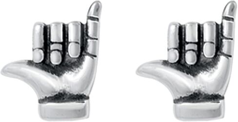 Shaka Sign Stud Earrings 925 Sterling Silver Push Back in Saudi Arabia