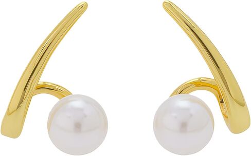 أقراط ذهبية للنساء، أقراط لؤلؤ عصرية مطلية بالذهب عيار 18 قيراط، أقراط متدلية نسائية لا تسبب الحساسية، بسيطة وصغيرة in Kuwait