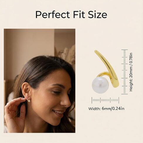 أقراط ذهبية للنساء، أقراط لؤلؤ عصرية مطلية بالذهب عيار 18 قيراط، أقراط متدلية نسائية لا تسبب الحساسية، بسيطة وصغيرة in Kuwait