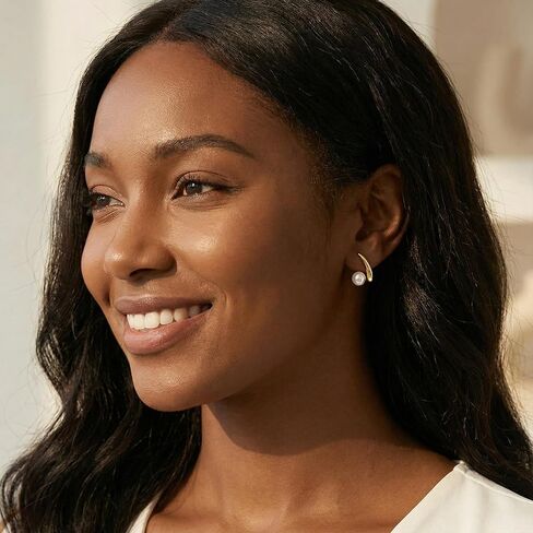 أقراط ذهبية للنساء، أقراط لؤلؤ عصرية مطلية بالذهب عيار 18 قيراط، أقراط متدلية نسائية لا تسبب الحساسية، بسيطة وصغيرة in Kuwait