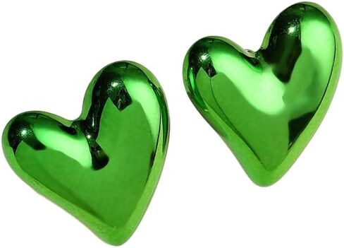 Multicolor Love Heart Stud Earrings for Women Sparkling Colorful Resin Lightweight Heart Shape Earrings Valentine's Day Date Party Jewelry in Saudi Arabia