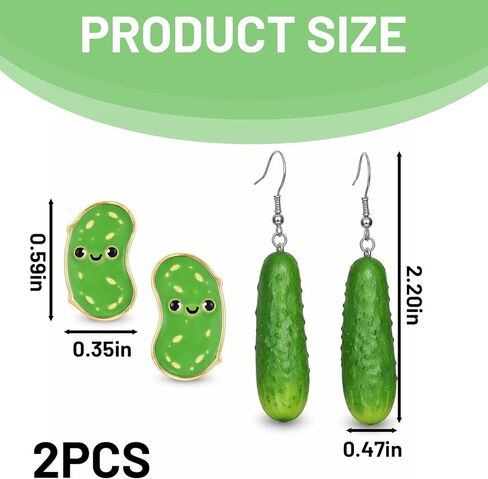2 PCS Pickle Earrings for Women, Cute Pickle Jewelry, Fun Pickleball Earrings and Necklace, Unique Pickle Accessories for Everyday Wear, Lightweight and Comfortable Design in Kuwait