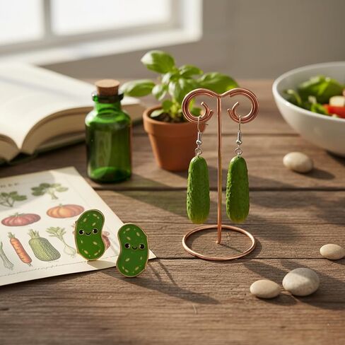 2 PCS Pickle Earrings for Women, Cute Pickle Jewelry, Fun Pickleball Earrings and Necklace, Unique Pickle Accessories for Everyday Wear, Lightweight and Comfortable Design in Kuwait