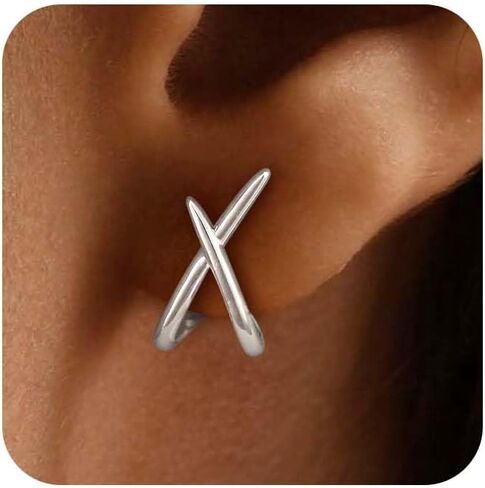 Gold Silver Earrings for Women Trenady,Dainty 14K Gold Stud Earrings Simple Minimalist Hypoallergenic Small Hoop Earring for Women Gifts in Kuwait