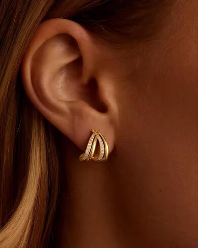 Gold Silver Earrings for Women Trenady,Dainty 14K Gold Stud Earrings Simple Minimalist Hypoallergenic Small Hoop Earring for Women Gifts in Saudi Arabia