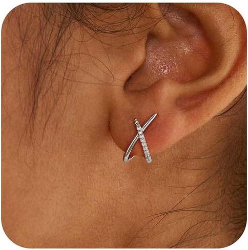 Gold Silver Earrings for Women Trenady,Dainty 14K Gold Stud Earrings Simple Minimalist Hypoallergenic Small Hoop Earring for Women Gifts in Saudi Arabia