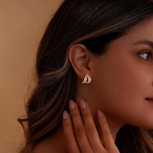 Gold Silver Earrings for Women Trenady,Dainty 14K Gold Stud Earrings Simple Minimalist Hypoallergenic Small Hoop Earring for Women Gifts in Saudi Arabia
