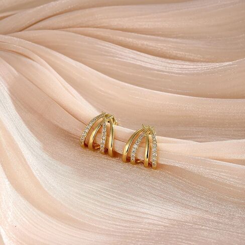 Gold Silver Earrings for Women Trenady,Dainty 14K Gold Stud Earrings Simple Minimalist Hypoallergenic Small Hoop Earring for Women Gifts in Saudi Arabia