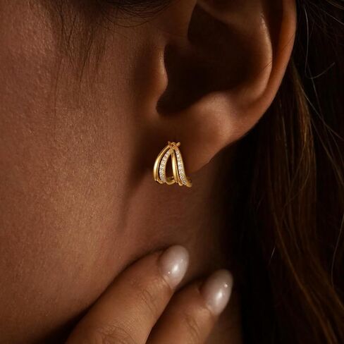 Gold Silver Earrings for Women Trenady,Dainty 14K Gold Stud Earrings Simple Minimalist Hypoallergenic Small Hoop Earring for Women Gifts in Saudi Arabia