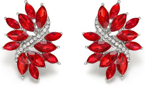 Flyonce Glitter Rhinestone Stud Earrings for Women, Glitter Marquise Crystal Wedding Party Vintage Statement Pierced Studs Earring for Brides Bridal Cocktail Prom Jewelry Gold-Tone in Saudi Arabia