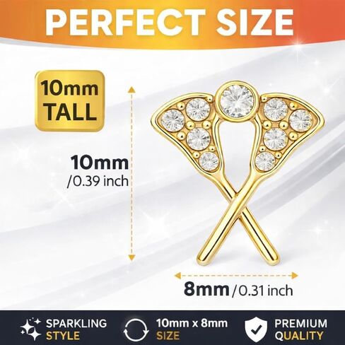 Lacrosse Stick Stud Earrings, Gold Lacrosse Earrings for Women and Girls, Crystal Lacrosse Jewelry, Sports Stud Earrings, Lacrosse Player Gift in Saudi Arabia