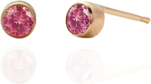 QueenBee 14K مطلية بالذهب جولة جوهرة الميلاد أقراط للنساء لذيذ الأحجار الكريمة ترصيع أنيقة عيد ميلاد مجوهرات هدية لها in Kuwait