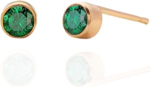 QueenBee 14K مطلية بالذهب جولة جوهرة الميلاد أقراط للنساء لذيذ الأحجار الكريمة ترصيع أنيقة عيد ميلاد مجوهرات هدية لها in Kuwait