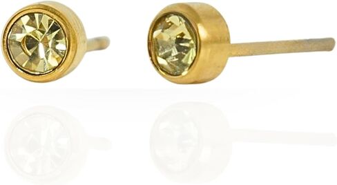 QueenBee 14K مطلية بالذهب جولة جوهرة الميلاد أقراط للنساء لذيذ الأحجار الكريمة ترصيع أنيقة عيد ميلاد مجوهرات هدية لها in Kuwait