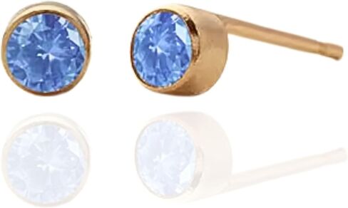 QueenBee 14K مطلية بالذهب جولة جوهرة الميلاد أقراط للنساء لذيذ الأحجار الكريمة ترصيع أنيقة عيد ميلاد مجوهرات هدية لها in Kuwait