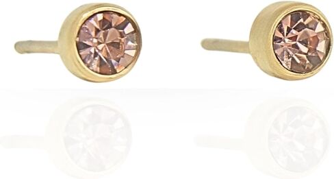 QueenBee 14K مطلية بالذهب جولة جوهرة الميلاد أقراط للنساء لذيذ الأحجار الكريمة ترصيع أنيقة عيد ميلاد مجوهرات هدية لها in Kuwait