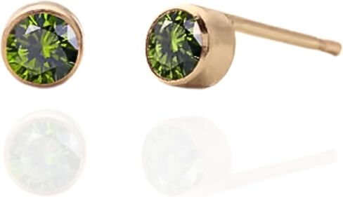 QueenBee 14K مطلية بالذهب جولة جوهرة الميلاد أقراط للنساء لذيذ الأحجار الكريمة ترصيع أنيقة عيد ميلاد مجوهرات هدية لها in Kuwait