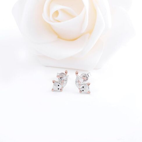 Cute Possum Earrings for Women - 925 Sterling Silver Opossum Stud Earrings Animal Jewelry Hypoallergenic Birthday Christmas Gift in Kuwait