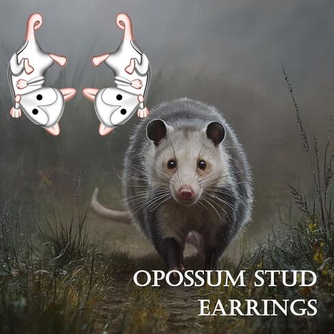 Cute Possum Earrings for Women - 925 Sterling Silver Opossum Stud Earrings Animal Jewelry Hypoallergenic Birthday Christmas Gift in Kuwait