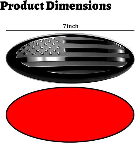 7 Inch Car Front Grille American Flag Emblem, Aluminum Oval Overlay Vehicle Rear Tailgate Decal Badge, Automotive Replacement Accessories, Compatible with F150 Explorer Ranger (Black) in Saudi Arabia