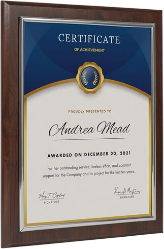 10.5 x 13" Certificate Display Plaque - Offered in Coated Cherry Wood with an 8.5 x 11" Gold Frame - Slide in Your Diploma, Award Certificate, Award of Achievement, Class Photo, and More in Kuwait
