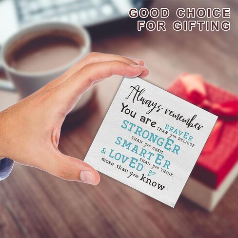 Wooden Sign Gifts - Braver, Stronger, Smarter, Positive Reminder - Motivational Wood Plaque With A Support Frame - Home & Office Inspirational Gifts For Women And Man, Desk Decor & Accessories(Blue) - A03 in Kuwait