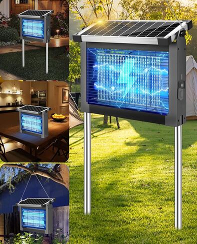 Solar Bug Zapper Outdoor, PhatroyYee Mosquito Zapper 4500V, Waterproof Portable Fly Zapper, Rechargeable Electric Mosquito Killer, Cordless Fly Insect Mosquito Trap for Patio Yard Home Garden Camping in Kuwait