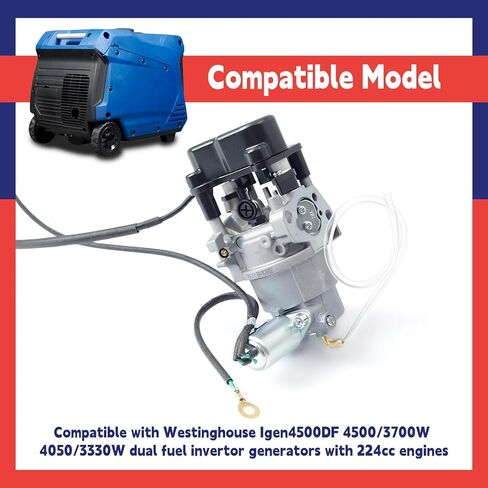 استبدال مجموعة المكربن ​​لـ Westinghouse IGen4500DF 4500/3700W 4050/3330W عاكس الوقود المزدوج مولد محمول 224CC أجزاء المحرك، الكربوهيدرات مع محركين متدرجين in Saudi Arabia