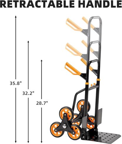 Stair Climber Hand Truck, 330 Lbs Capacity Foldable Dolly with 6-Wheel Design, Stair Climbing Cart for Moving Furniture Home Factory Office, Height Adjustable Handle Climbing Trolley in Saudi Arabia