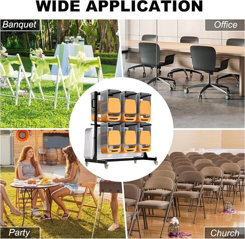 Folding Chair Rack, Heavy-Duty Chair Cart for 84 Chairs or 12 Tables, 1000 LBS Capacity, Dual-Layer Chair Racks with Wheels and Holders, Chair Holder with Weatherproof Cover and Elastic Cords in Saudi Arabia