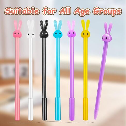 Zoyiancy 12 قطعة قلم كتابة بالحبر الأسود الكرتوني، قلم كرة دوارة على شكل أرنب، أقلام جل أرنب لطيفة، حبر أسود بنقطة كروية 0.5 مم للمكتب والمدرسة والمنزل (4 ألوان) in Kuwait
