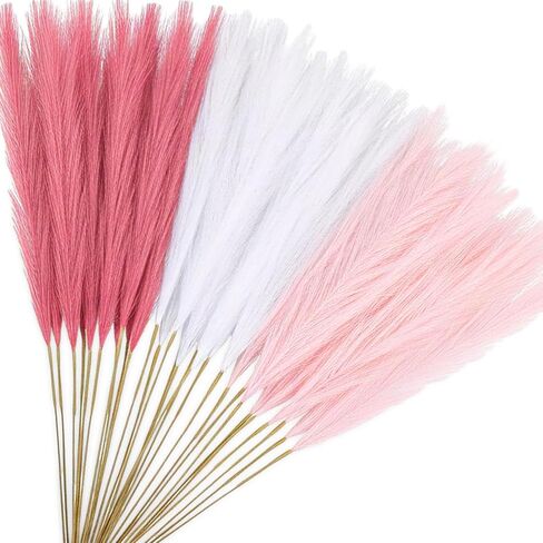 Giegxin 120 Pcs Valentine's Day Pink Faux Pampas Grass 24in Fluffy Artificial Blush Fake Pampas Stems Vase Filler Flower Arrangement for Home Wedding Party Centerpieces Bathroom Boho Valentines Decor in Saudi Arabia