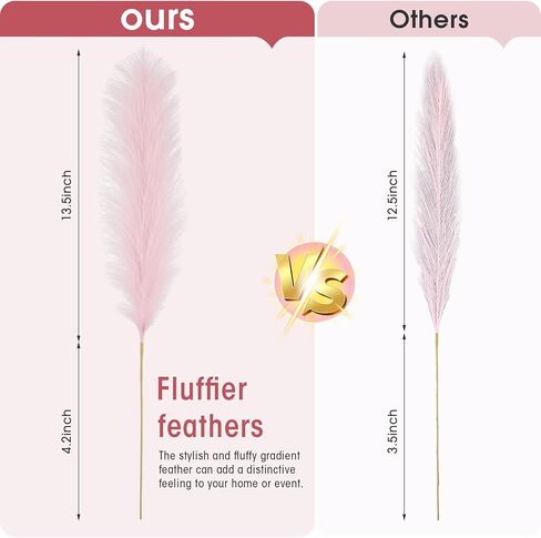 Giegxin 120 Pcs Valentine's Day Pink Faux Pampas Grass 24in Fluffy Artificial Blush Fake Pampas Stems Vase Filler Flower Arrangement for Home Wedding Party Centerpieces Bathroom Boho Valentines Decor in Saudi Arabia