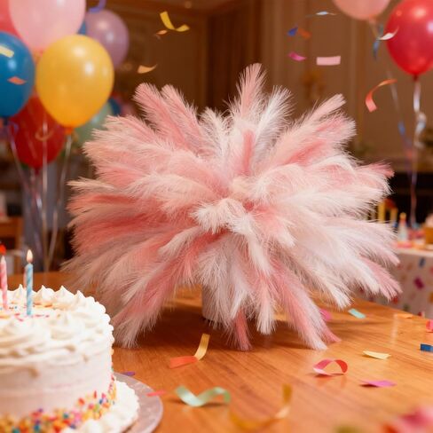 Giegxin 120 Pcs Valentine's Day Pink Faux Pampas Grass 24in Fluffy Artificial Blush Fake Pampas Stems Vase Filler Flower Arrangement for Home Wedding Party Centerpieces Bathroom Boho Valentines Decor in Saudi Arabia
