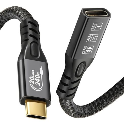 20Gbps USB C 3.2 Extension Cable, 10FT USBC 3.2 Gen2 Type-c Male to Female Extender Cable Ultra HD 4K@60Hz 240W Charging 20Gbps Data Transfer Compatible with External SSD eGPU in Saudi Arabia
