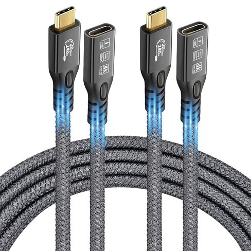 20Gbps USB C 3.2 Extension Cable, 10FT USBC 3.2 Gen2 Type-c Male to Female Extender Cable Ultra HD 4K@60Hz 240W Charging 20Gbps Data Transfer Compatible with External SSD eGPU in Saudi Arabia