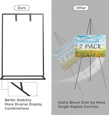 2 PCS Wedding Welcome Sign Stand, 50" & 42" Wedding Sign Holder, with Leather Straps, Holds Welcome Signs, Photos, Seating Charts, Directional Signs, for Wedding, Party, Stores, Exhibitions in Saudi Arabia
