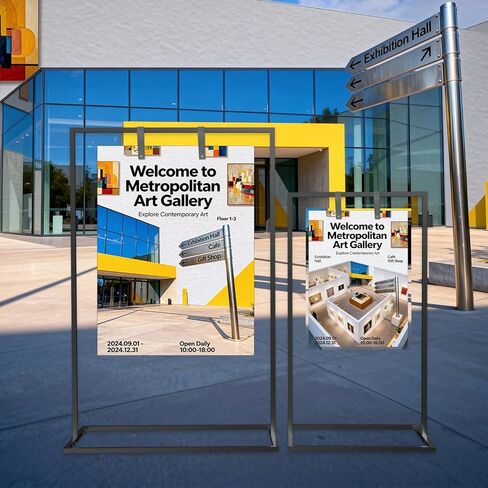 2 PCS Wedding Welcome Sign Stand, 50" & 42" Wedding Sign Holder, with Leather Straps, Holds Welcome Signs, Photos, Seating Charts, Directional Signs, for Wedding, Party, Stores, Exhibitions in Saudi Arabia